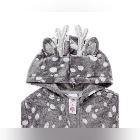 Justice Girls Reindeer Deer Hooded Felt Wrap Robe w/ Belt & 3D Antlers XL 16-18 - Picture 2 of 12